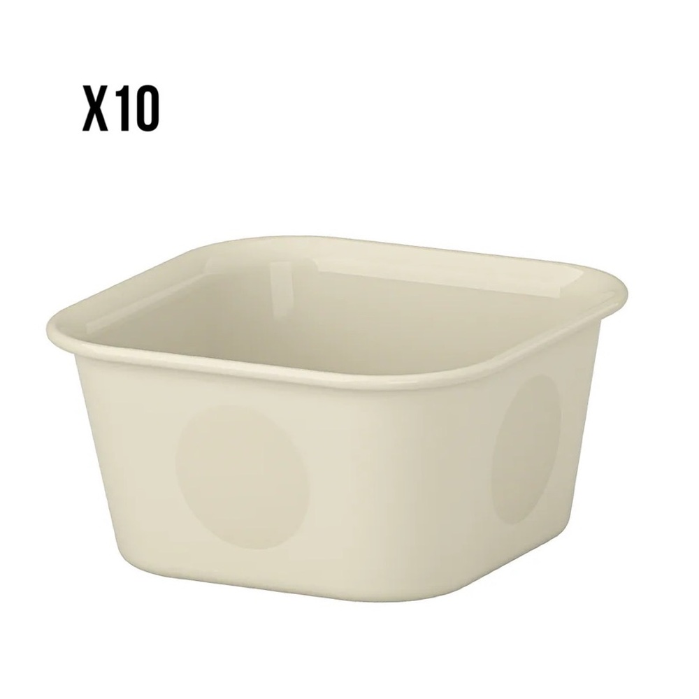 10 Cream Square Storage Bins 4x4x2 "